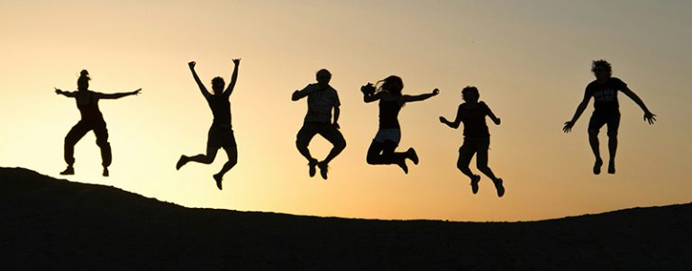 people jumping silhouette
