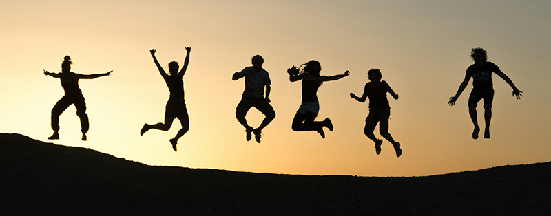 people jumping silhouette