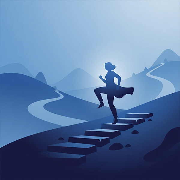 biohacking steps silhouette hills